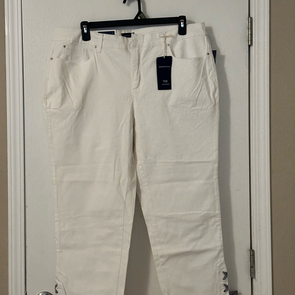 Charter Club Off-White Straight Leg Ankle Pants